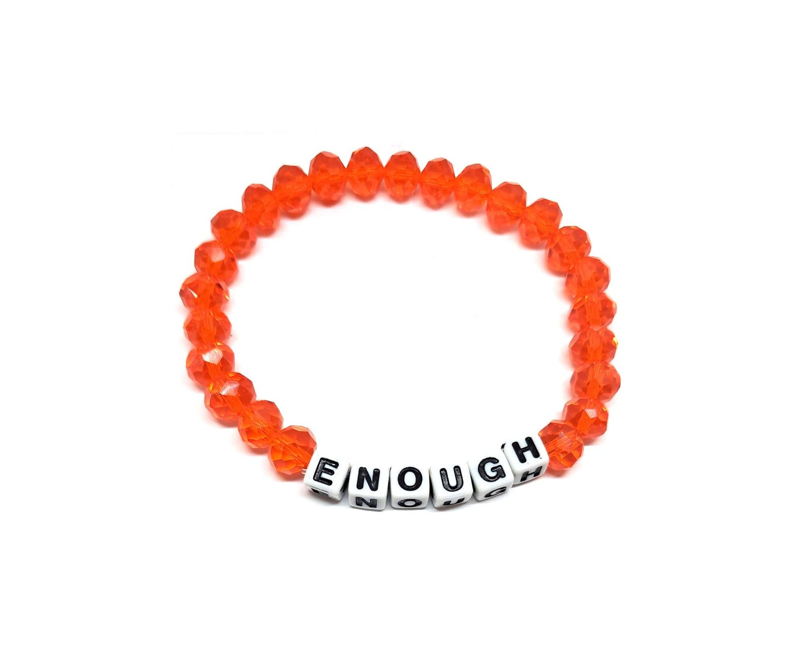 ZW-IN-005 ZORA ENOUGH word bead bracelet with orange faceted crystal beads ZORA ENOUGH word bead bracelet with orange faceted crystal beads