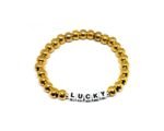 ZORA LUCKY word bead bracelet with gold-tone metal beads