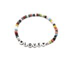 ZW-LV-001 ZORA LOVE word bead bracelet with multicolor seed beads and heart accent letter beads