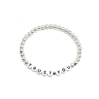 ZORA TRUST YOU word bead bracelet with silver-tone metal beads