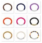 ZW-PS-004 PEACE bracelet with dark brown wood heishi beads and silver accents – natural peace word bead bracelet