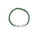 ZW-SP-001 FAITH bracelet with brown wood beads and white cube letter beads – earthy faith word bead bracelet