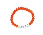 ZW-SP-002 TRUST bracelet with silver metal beads and black-on-white letter beads – minimalist trust word stretch bracelet