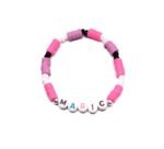 ZW-SP-003 MAGIC bracelet with red, white and navy seed beads and white cube letter beads – bold magic word bead bracelet