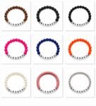 ZW-SP-004 BLESSED bracelet with white pearl beads, black-on-white letter beads and silver accents – elegant blessed word stretch bracelet